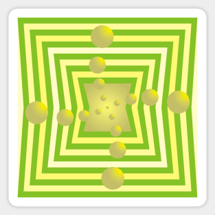 Spheres Pirouetting Through a Green and Yellow Portal Sticker